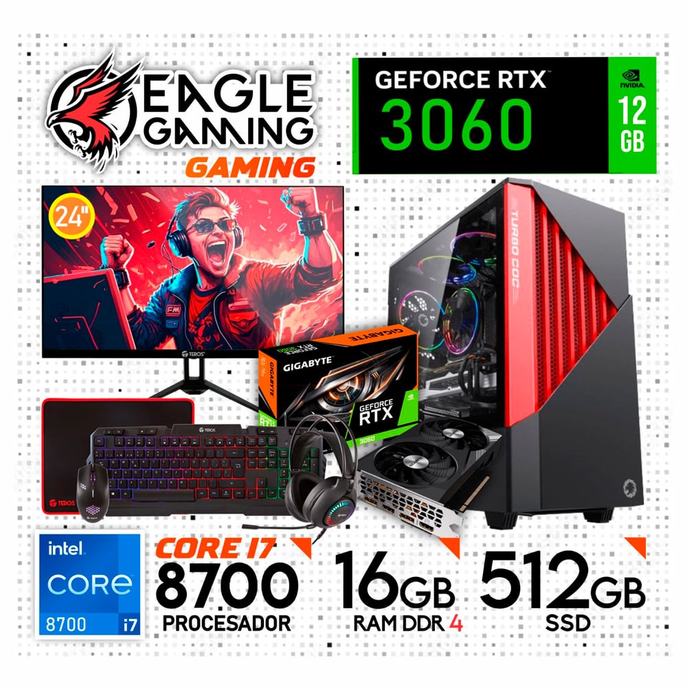 PC COMPLETA INTEL CORE I7 8700 16GB DDR4 512GB RTX3060 12GB - 1