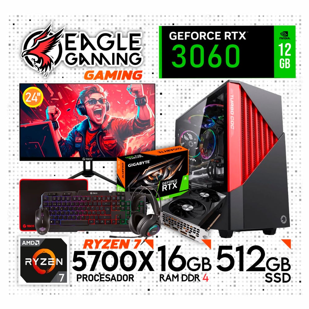 PC COMPLETA AMD RYZEN 7 5700X 16GB DDR4 512GB RTX3060 12GB - 1