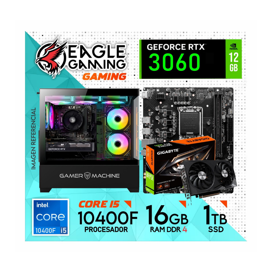 PC GAMER INTEL CORE I5 10400F 16GB DDR4 SSD 1TB RTX3060 12GB - 1