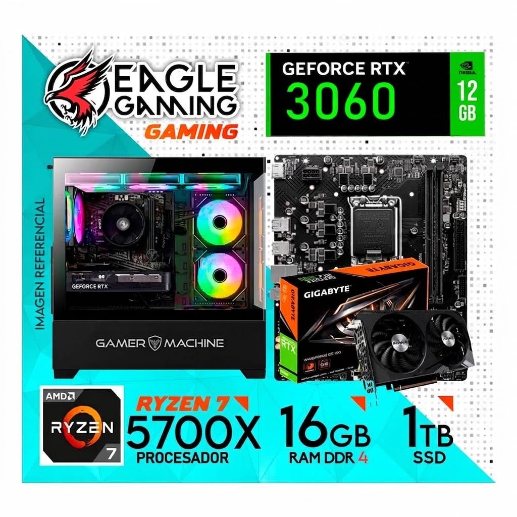 PC GAMER RYZEN 7 5700X 16GB DDR4 1TB RTX3060 12GB - 1