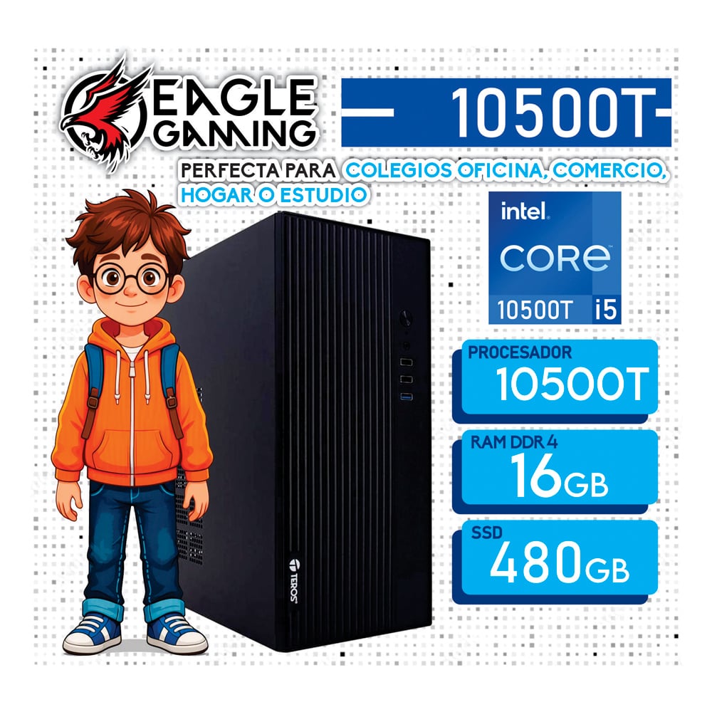PC DE OFICINA INTEL CORE I5 10500T + 16GB RAM DDR4 + SSD 480GB - 1