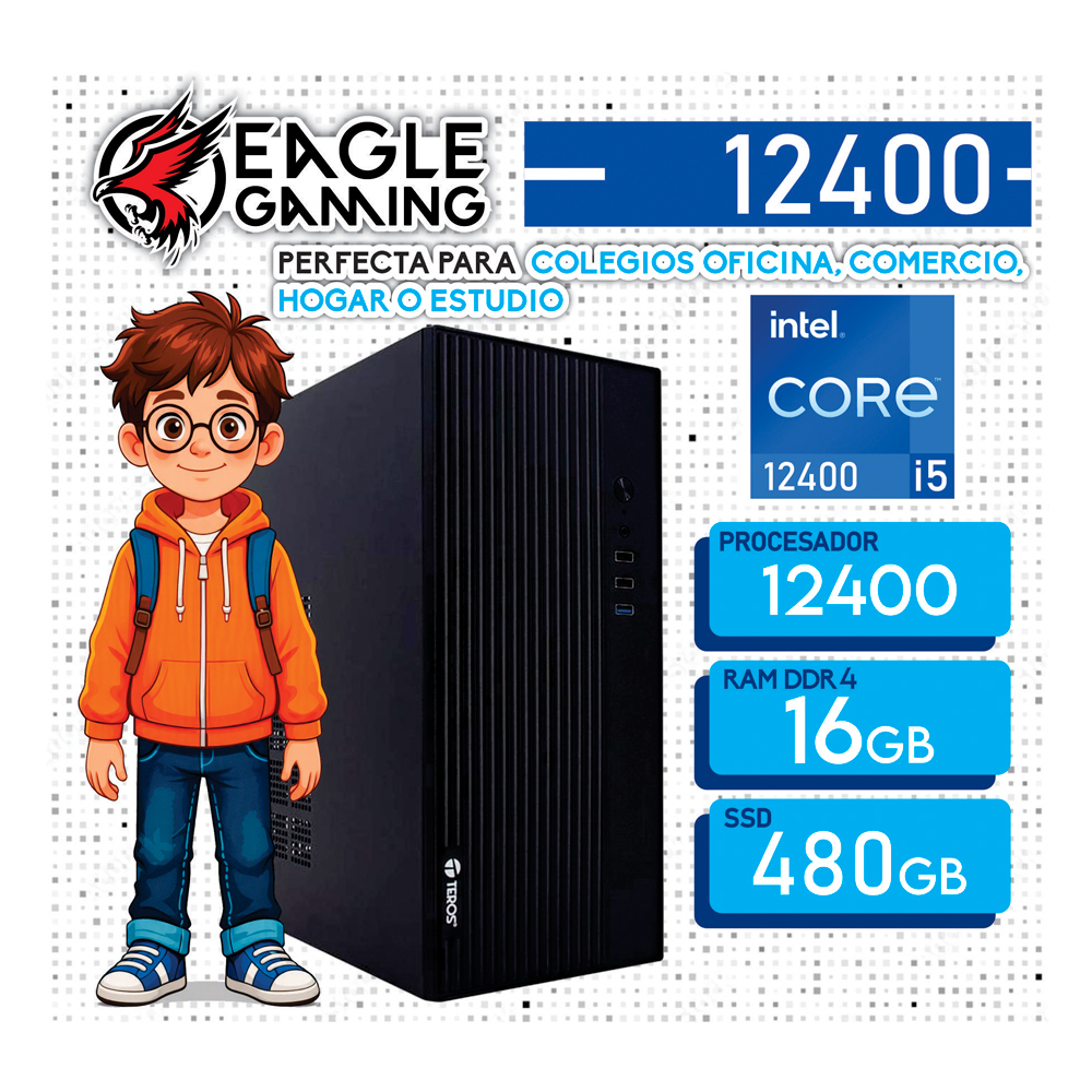 PC DE OFICINA INTEL CORE I5 12400 + 16GB RAM DDR4 + SSD 480GB - 1