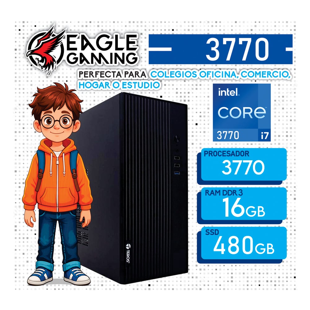 PC DE OFICINA INTEL CORE I7-3770 – 16GB DDR3 + SSD 480GB - 1