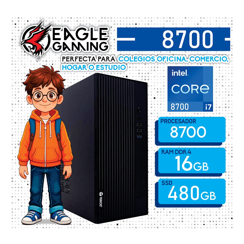 PC DE OFICINA INTEL CORE I7-8700 – 16GB DDR4 + SSD 480GB - 1