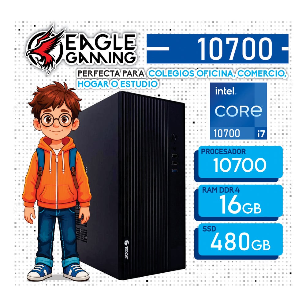 PC DE OFICINA INTEL CORE I7-10700 – 16GB DDR4 + SSD 480GB - 1
