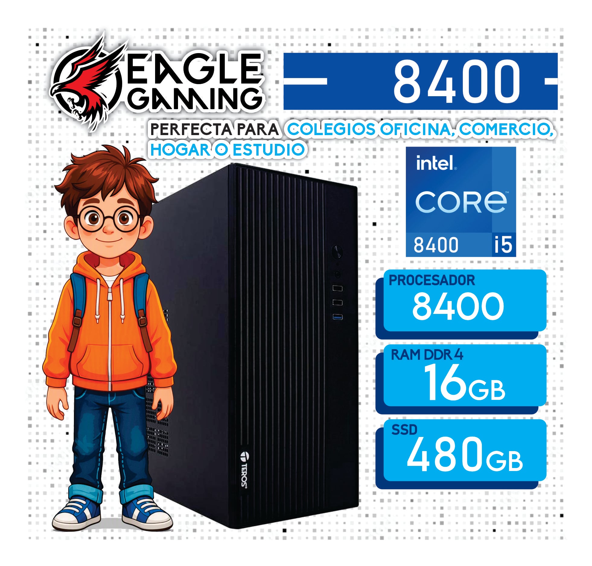 PC DE OFICINA INTEL CORE I5 8400 + 16GB RAM DDR4 + SSD 480GB - 1