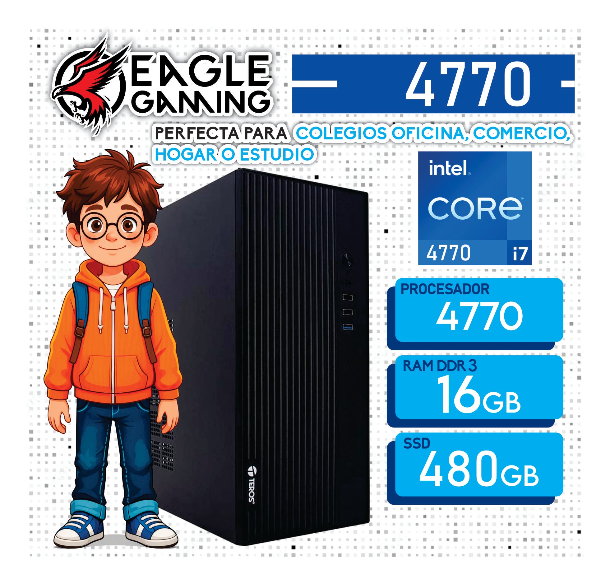 PC DE OFICINA INTEL CORE I7-4770 – 16GB DDR3 + SSD 480GB - 1