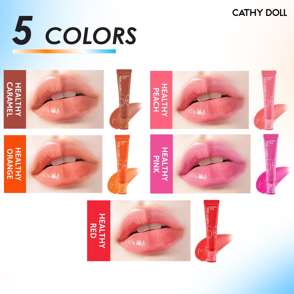 CATHY DOLL INTENSIVE UV LIP SERUM SPF50+ PA++++ 10ML - HEALTHY CARAMEL - 2