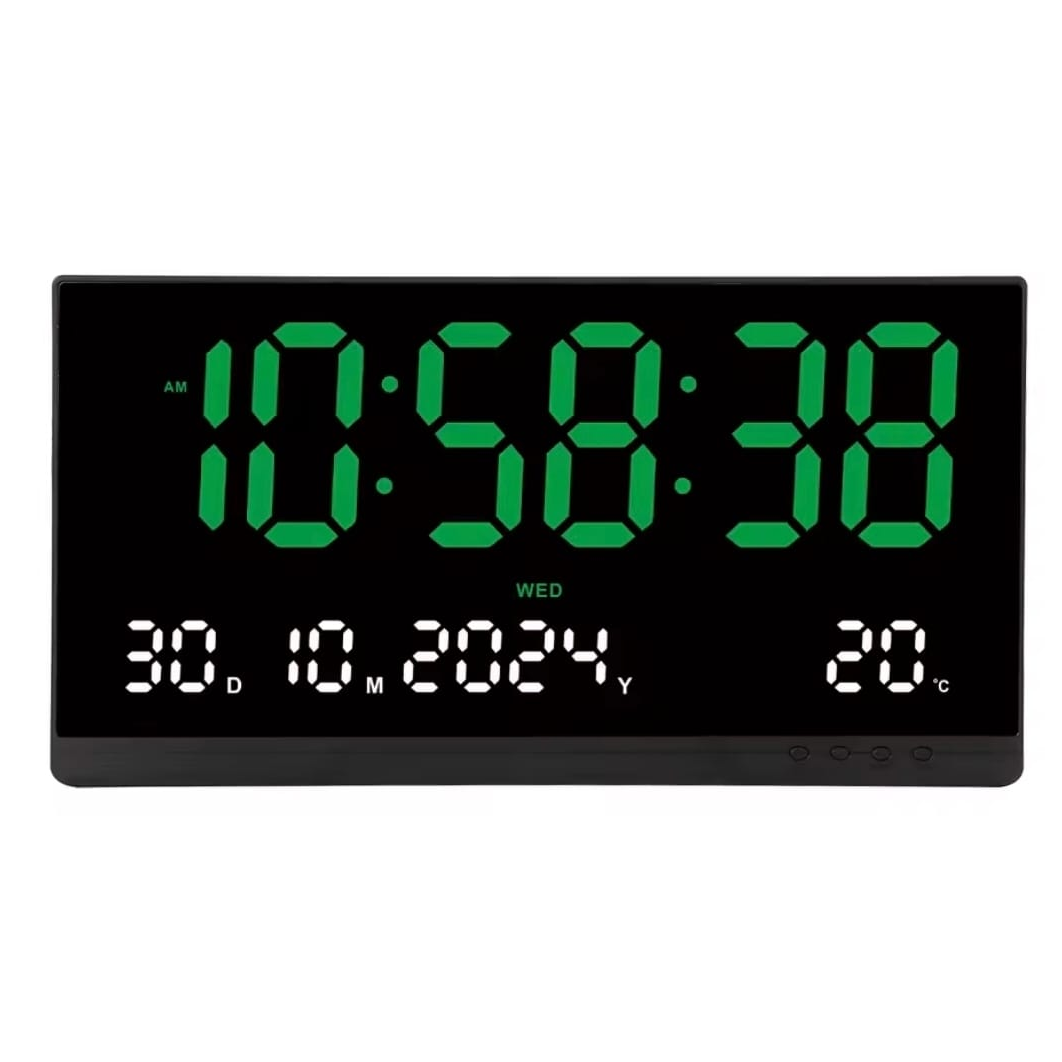RELOJ DE PARED DIGITAL GRANDE DE 48X26CM CON LED VERDE - 1
