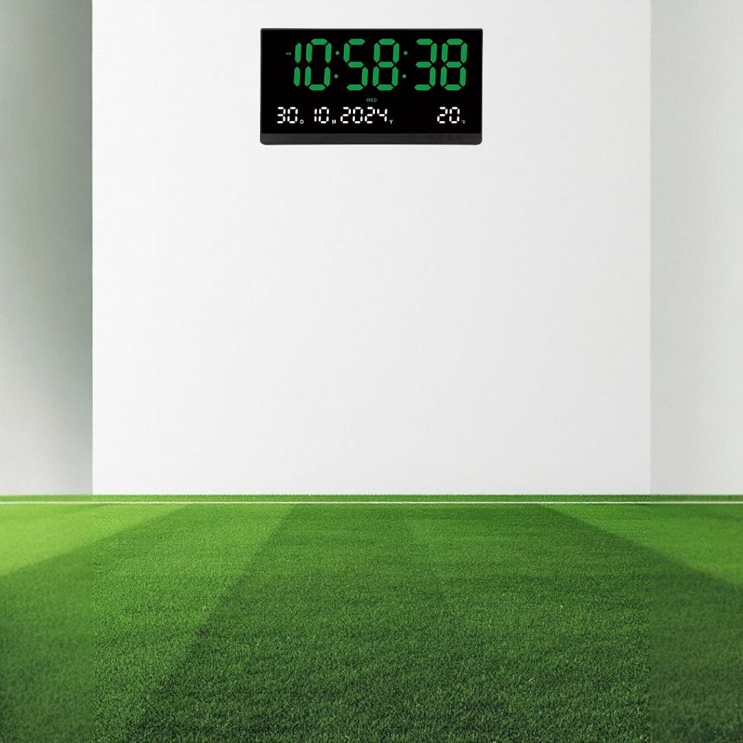 RELOJ DE PARED DIGITAL GRANDE DE 48X26CM CON LED VERDE - 4