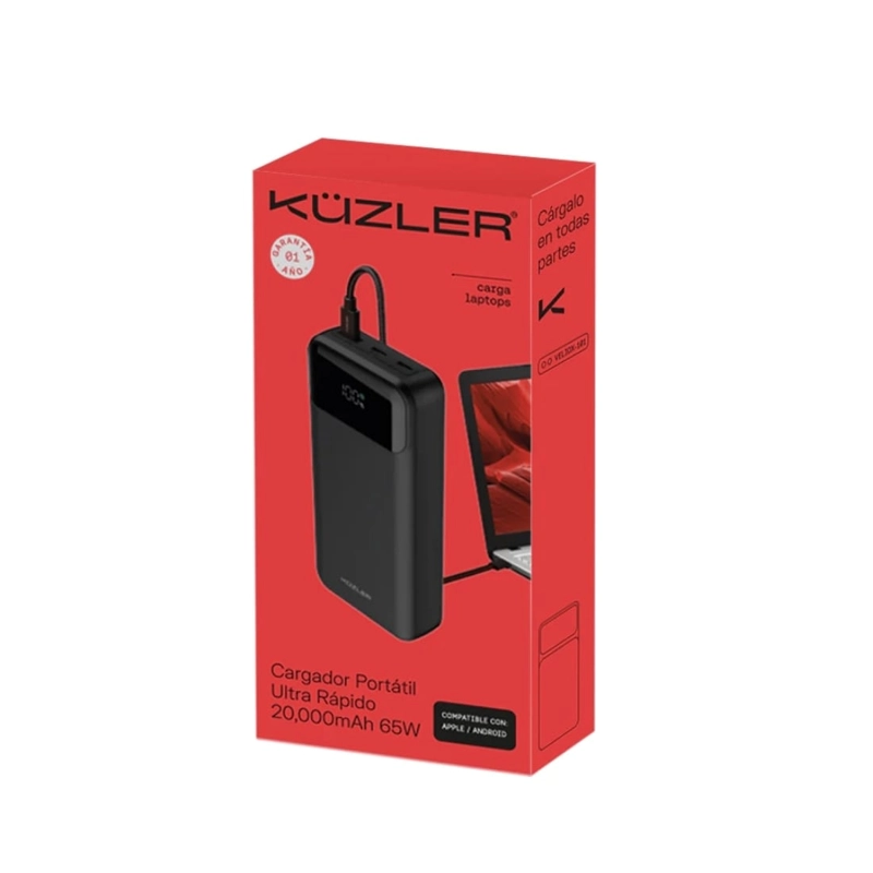 POWERBANK KÜZLER VELIOX-101 20000MAH 65W  CARGA ULTRA RÁPIDA PARA LAPTOP Y CELULAR - 7