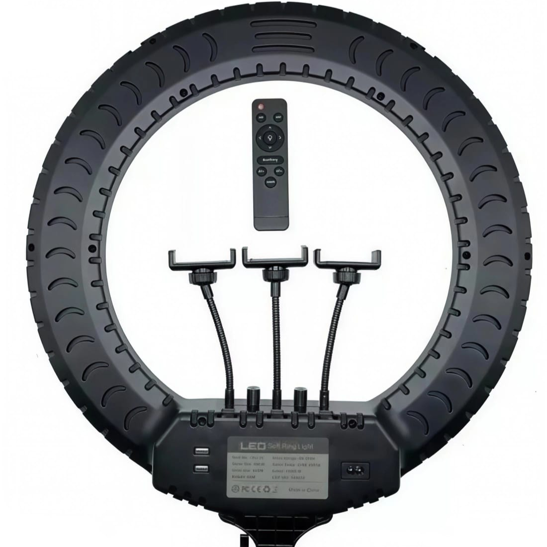 ARO DE LUZ LED PROFESIONAL 45CM CON TRÍPODE, CONTROL REMOTO Y SOPORTE PARA 3 CELULARES - 3