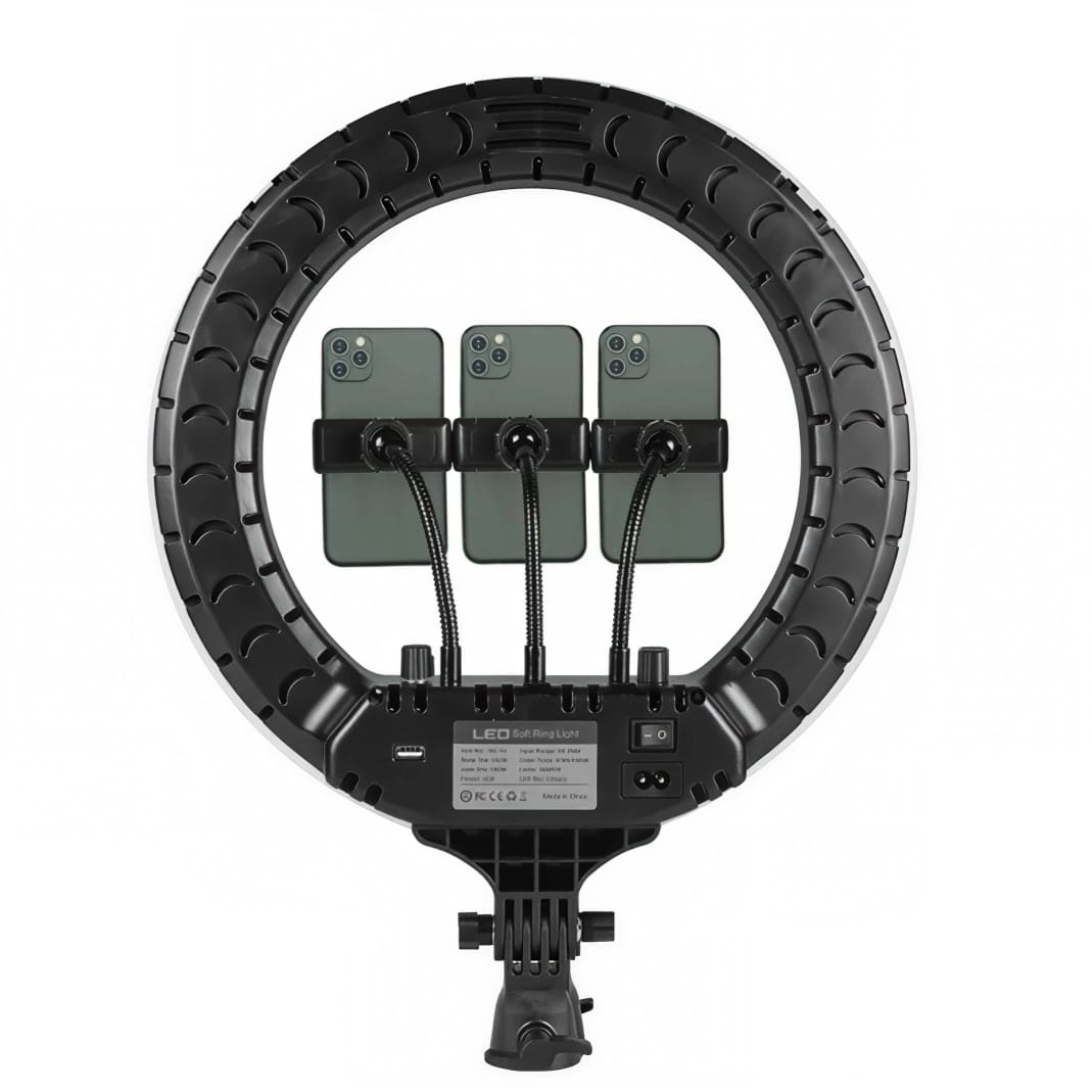 ARO DE LUZ LED PROFESIONAL 45CM CON TRÍPODE, CONTROL REMOTO Y SOPORTE PARA 3 CELULARES - 4