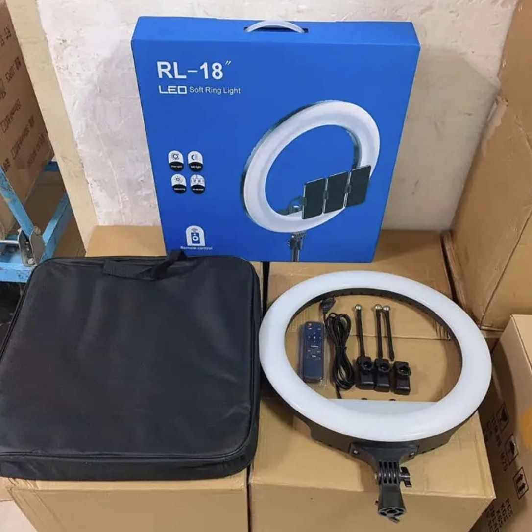 ARO DE LUZ LED PROFESIONAL 45CM CON TRÍPODE, CONTROL REMOTO Y SOPORTE PARA 3 CELULARES - 5