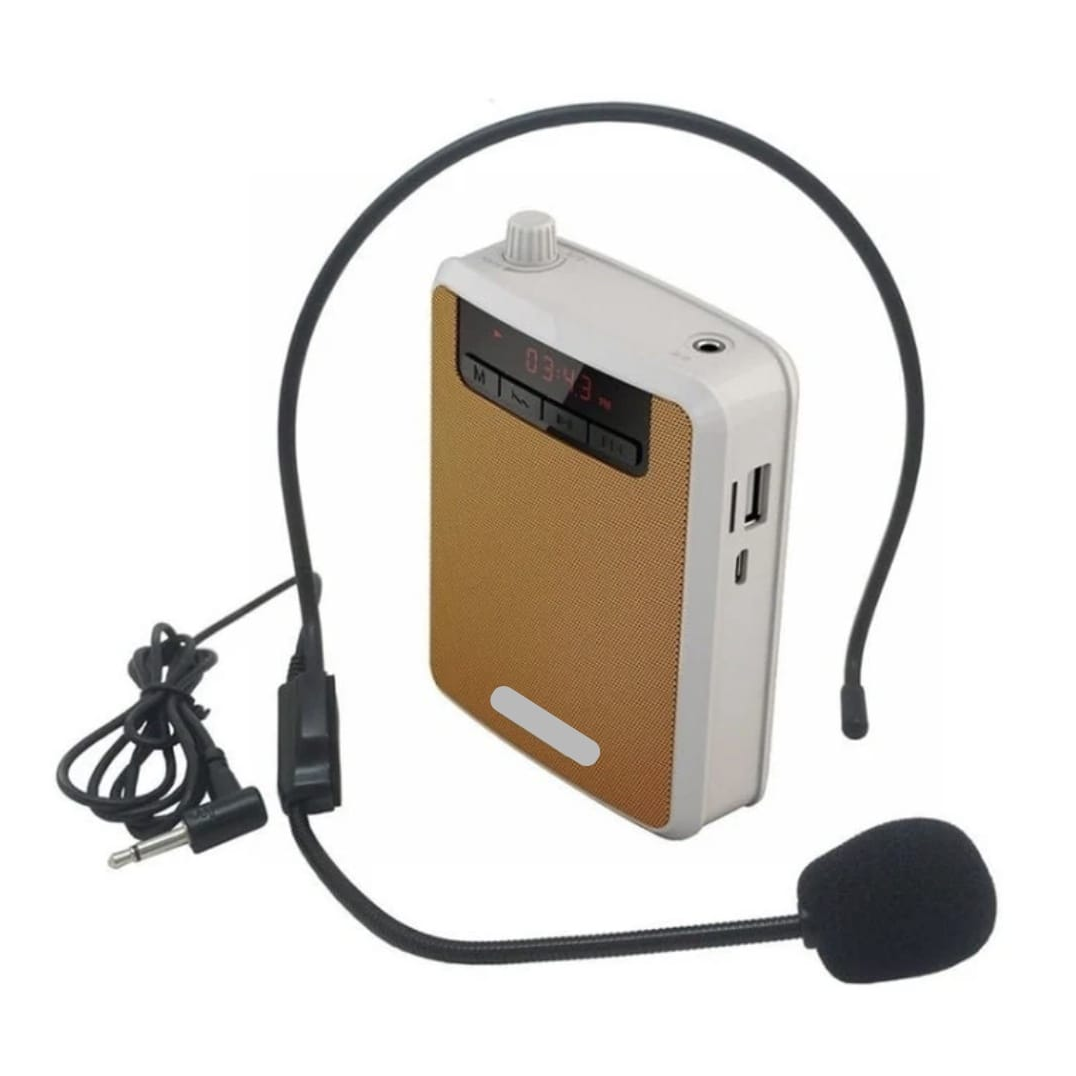 AMPLIFICADOR DE VOZ PORTÁTIL RECARGABLE CON MICRÓFONO VINCHA RADIO FM Y ALTA POTENCIA - 1