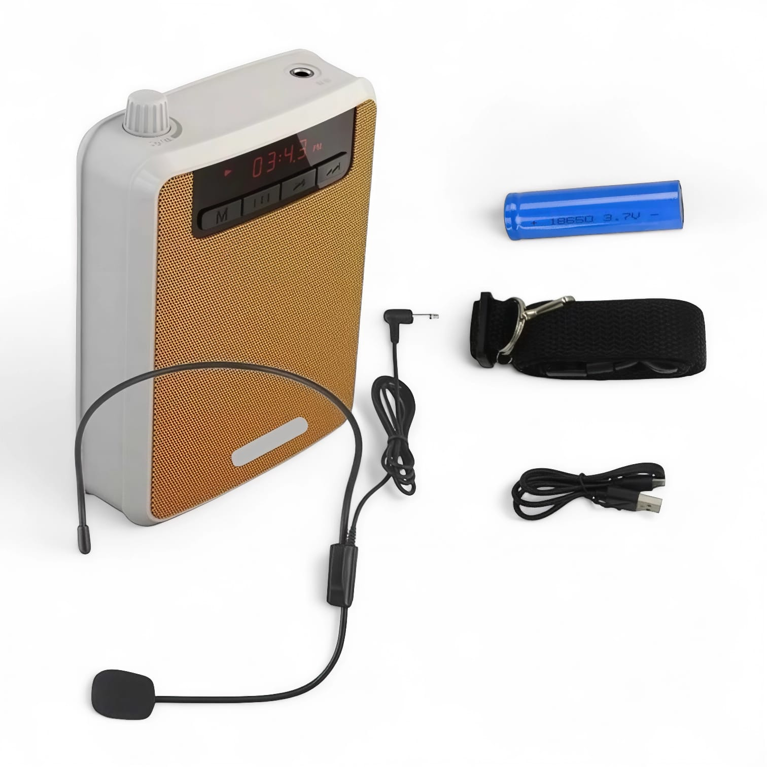 AMPLIFICADOR DE VOZ PORTÁTIL RECARGABLE CON MICRÓFONO VINCHA RADIO FM Y ALTA POTENCIA - 2
