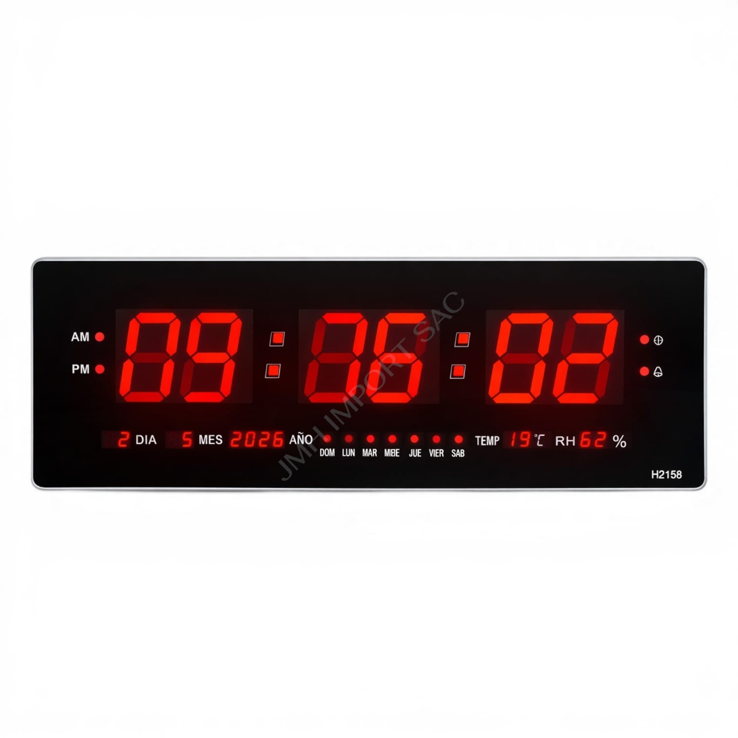 RELOJ DIGITAL DE PARED LED GRANDE 58X21 CM CON FECHA, CALENDARIO Y TEMPERATURA - 1
