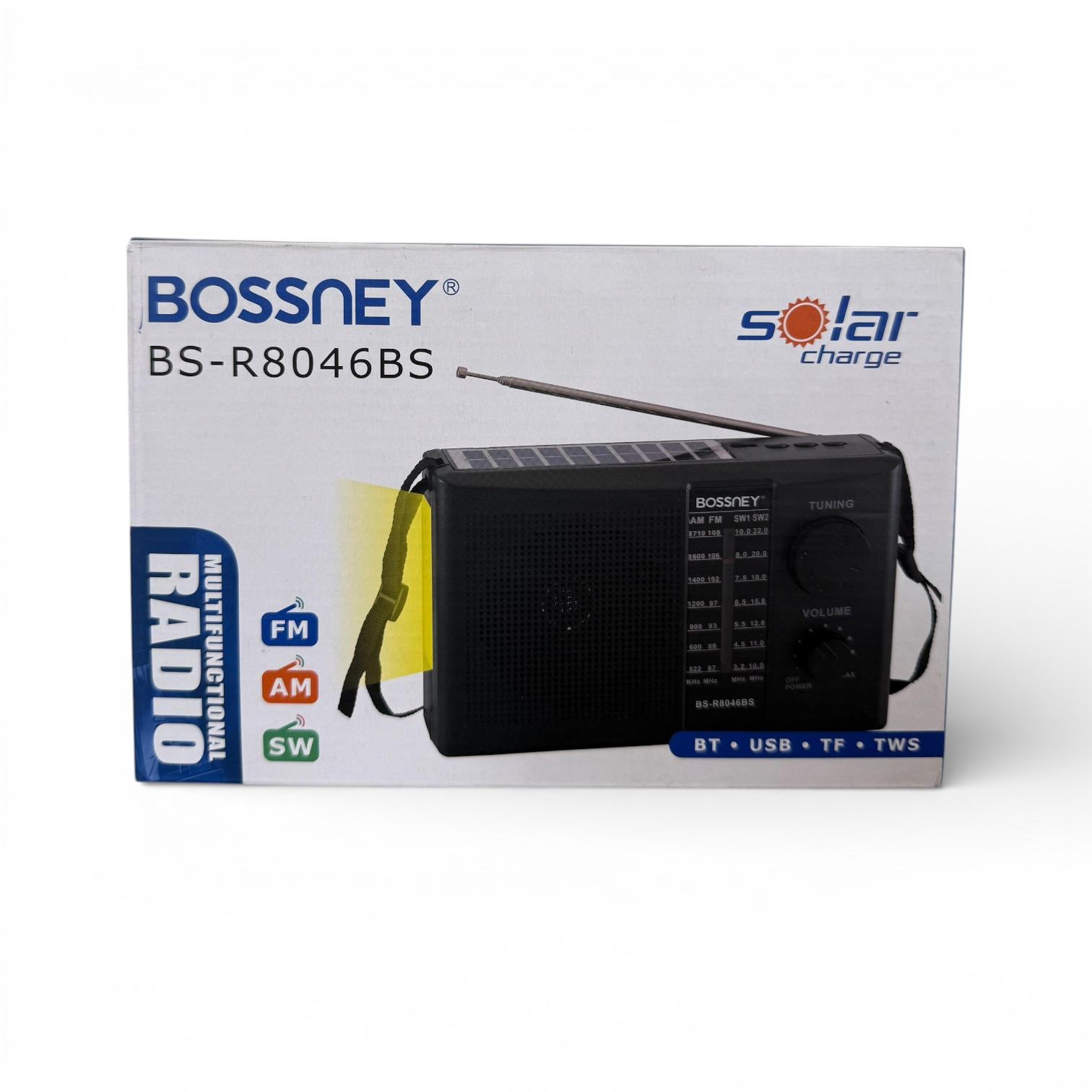 RADIO PORTÁTIL BOSSNEY SOLAR BLUETOOTH FMAMSW CON LINTERNA - 7