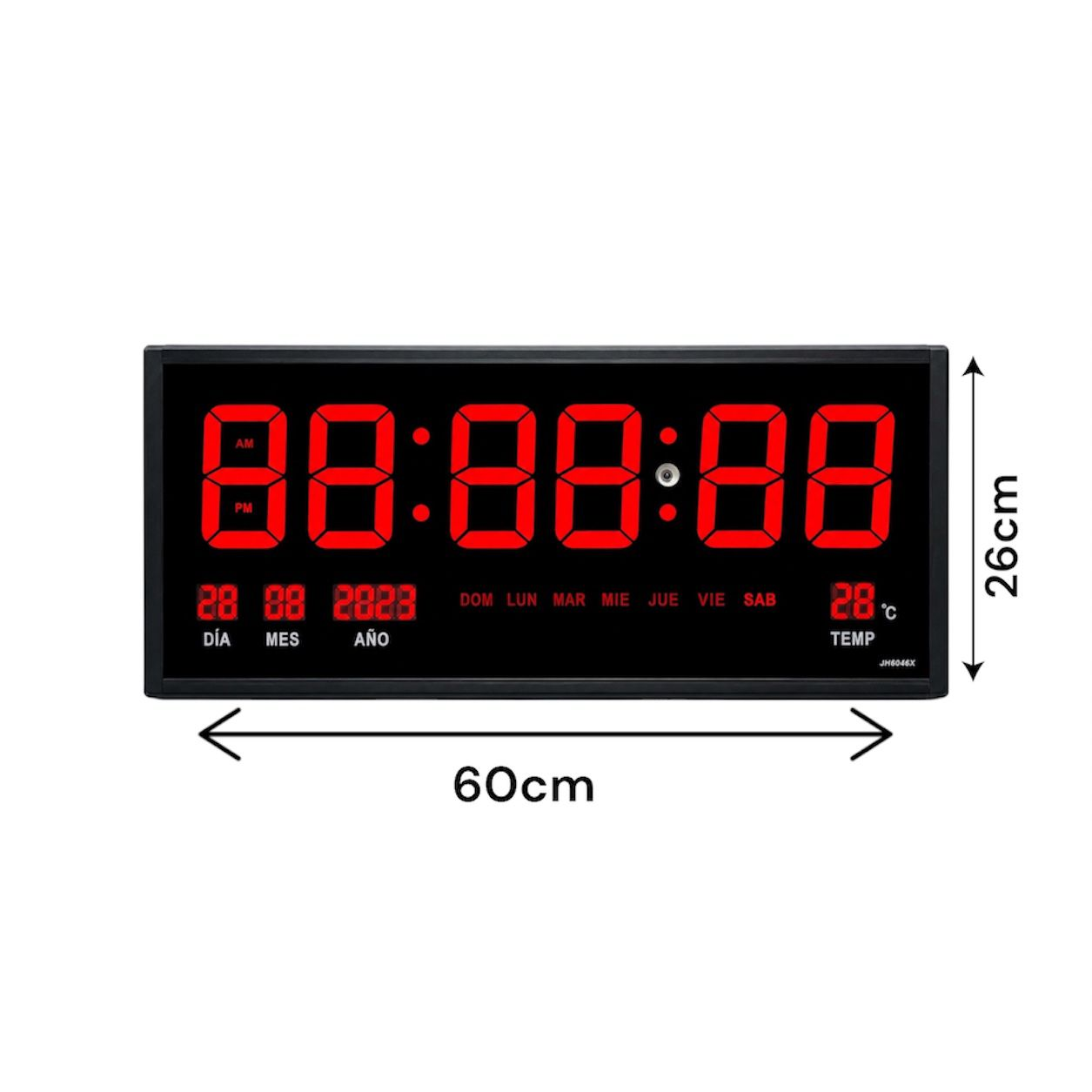 RELOJ DIGITAL LED DE PARED GRANDE 60X26 CM CON FECHA, TEMPERATURA Y FORMATO 1224 HORAS - 3