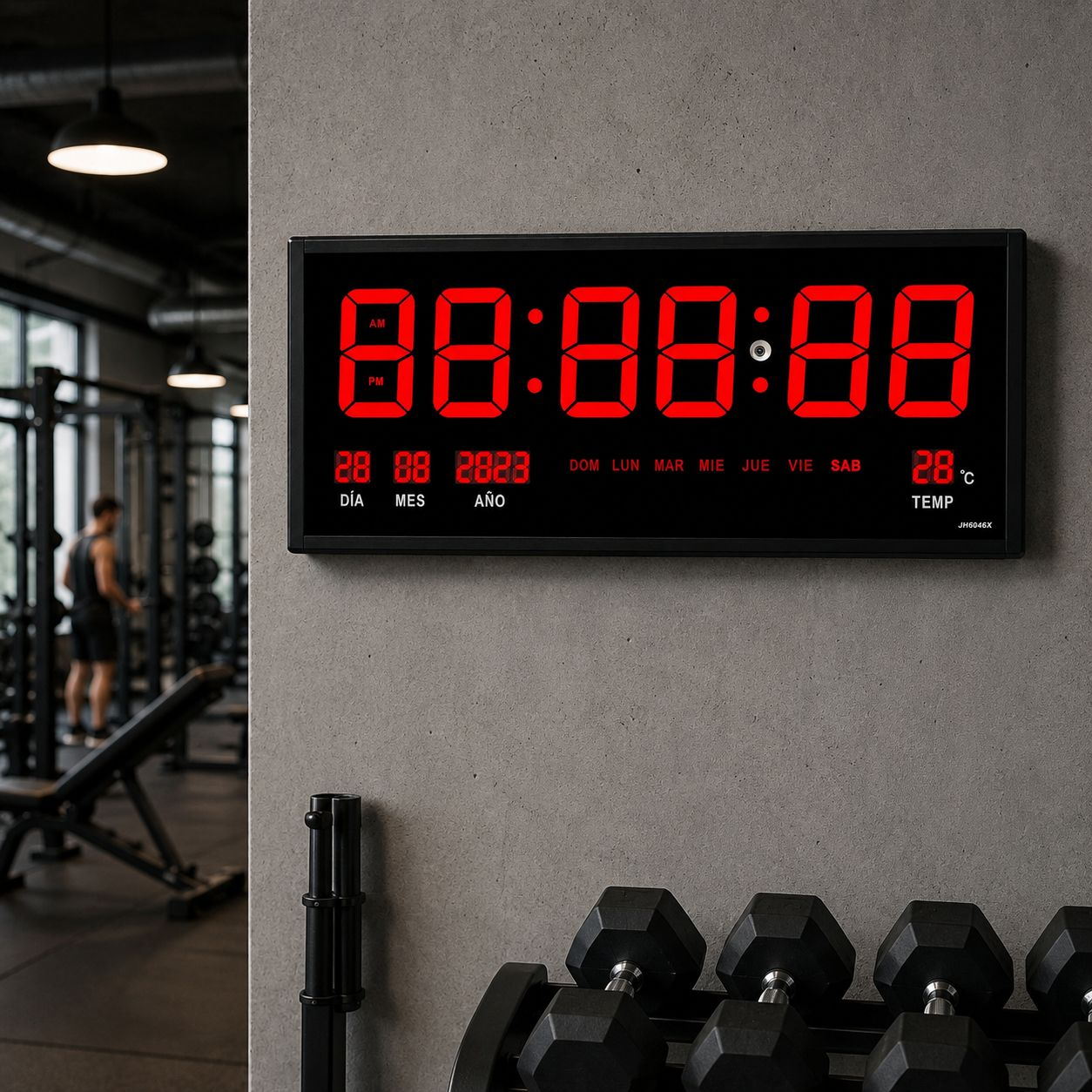 RELOJ DIGITAL LED DE PARED GRANDE 60X26 CM CON FECHA, TEMPERATURA Y FORMATO 1224 HORAS - 4