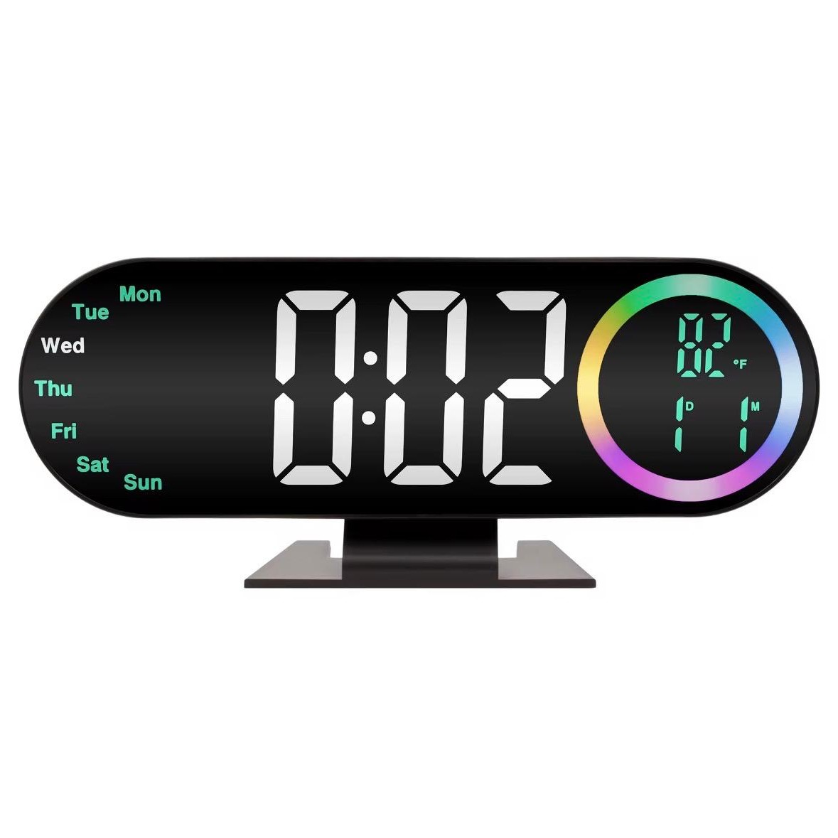 RELOJ DIGITAL LED RGB MULTIFUNCIÓN CON TEMPERATURA, CALENDARIO, ALARMA Y PANTALLA DE COLORES - 1