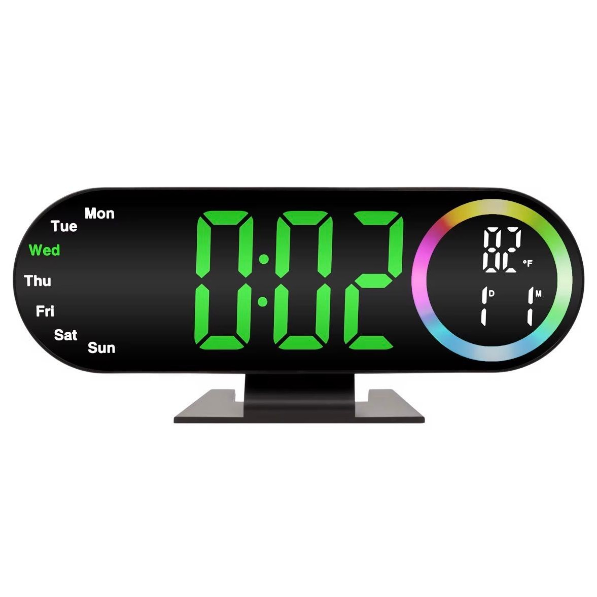 RELOJ DIGITAL LED RGB MULTIFUNCIÓN CON TEMPERATURA, CALENDARIO, ALARMA Y PANTALLA DE COLORES - 1