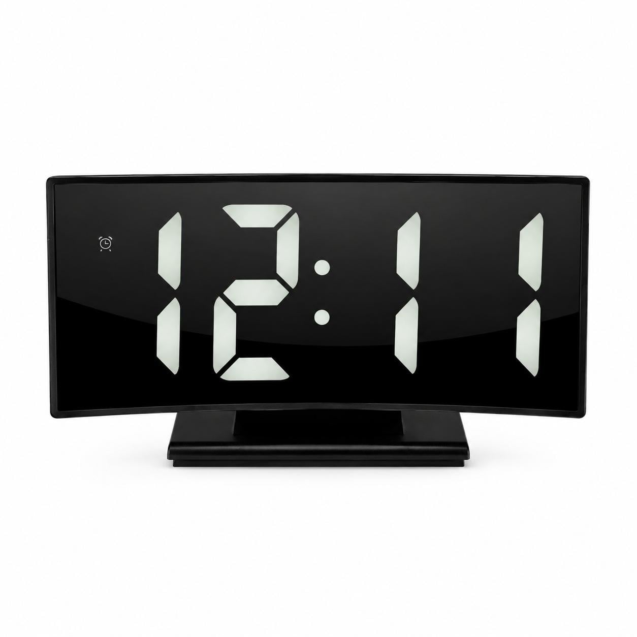 RELOJ DIGITAL LED CURVO DE MESA CON ALARMA, PANTALLA GRANDE Y CONTROL DE BRILLO - 1