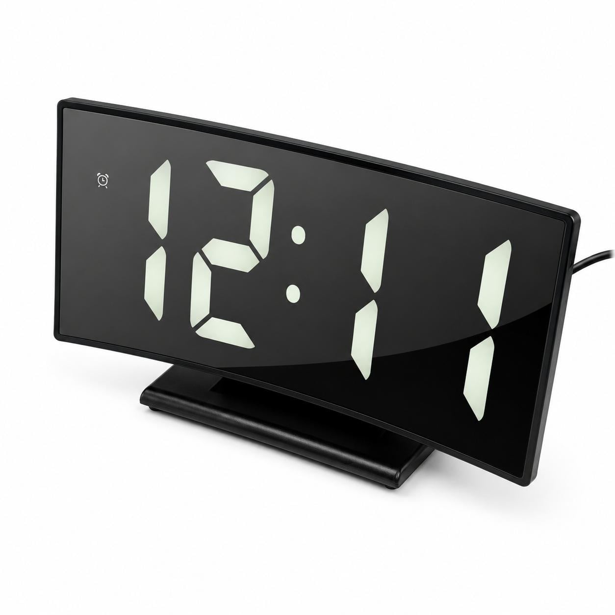 RELOJ DIGITAL LED CURVO DE MESA CON ALARMA, PANTALLA GRANDE Y CONTROL DE BRILLO - 2