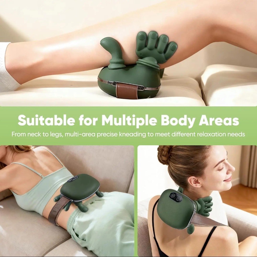 MASAJEADOR DE CUELLO TIPO MANOS 4D CON CALOR TERAPÉUTICO PARA CONTRACTURAS, ESTRÉS Y FATIGA MUSCULAR - 4