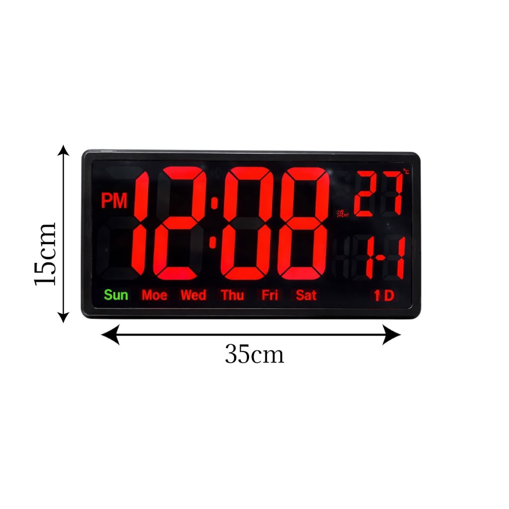 RELOJ DIGITAL LED DE PARED GRANDE CON CONTROL REMOTO, FECHA Y TEMPERATURA - 2