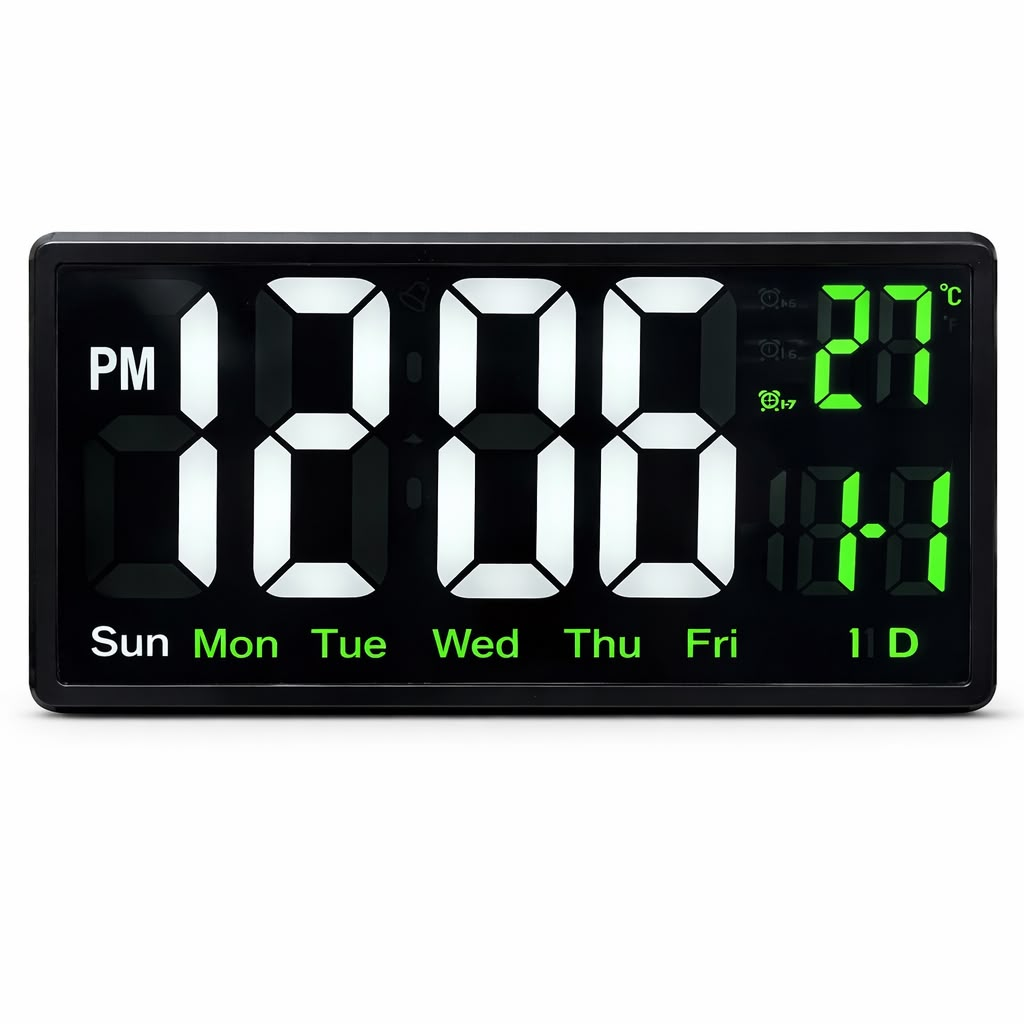 RELOJ DIGITAL LED DE PARED GRANDE CON CONTROL REMOTO, FECHA Y TEMPERATURA - 2