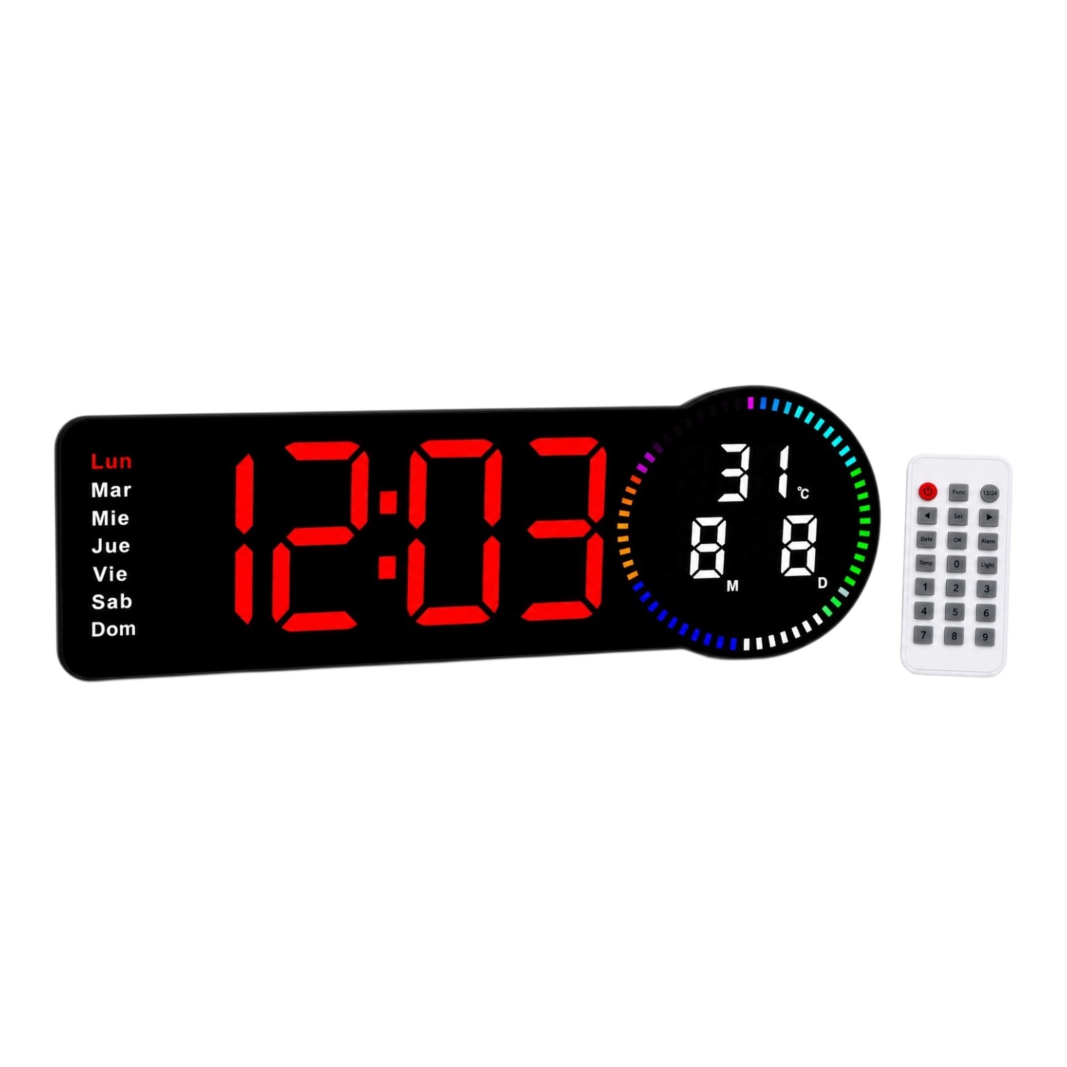 RELOJ LED DE PARED CON CALENDARIO Y TEMPERATURA - 1