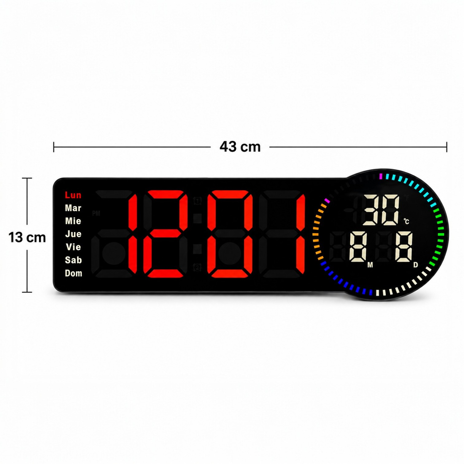 RELOJ LED DE PARED CON CALENDARIO Y TEMPERATURA - 2