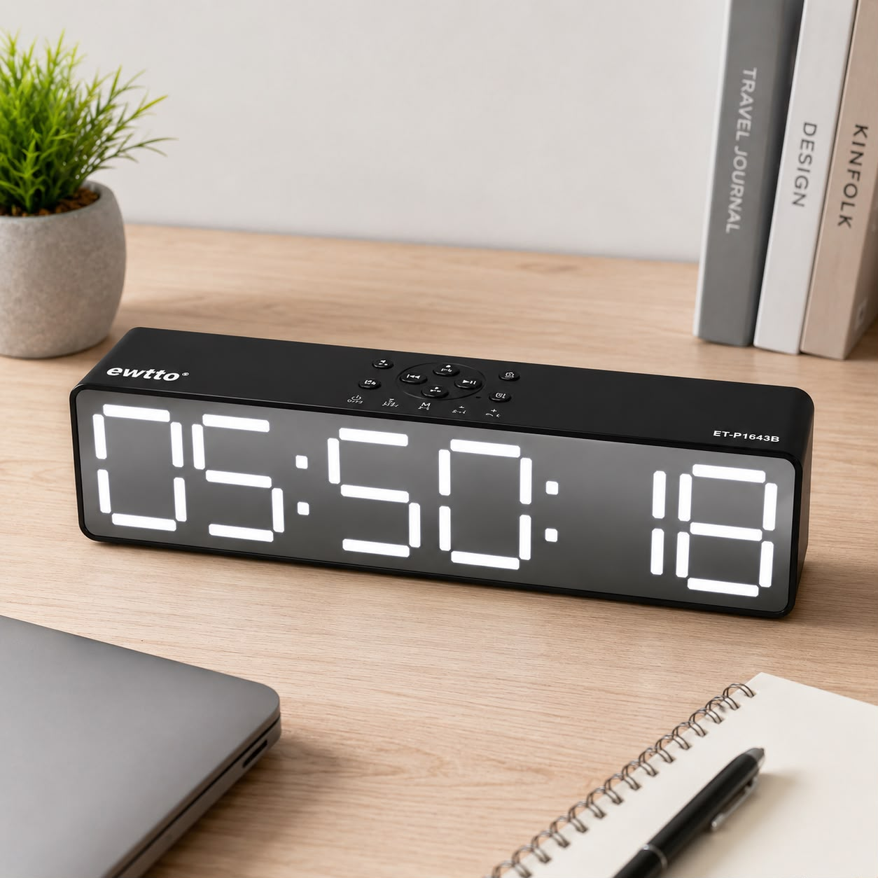 RELOJ DESPERTADOR BLUETOOTH LED CON PARLANTE DUAL 30 CM - 1