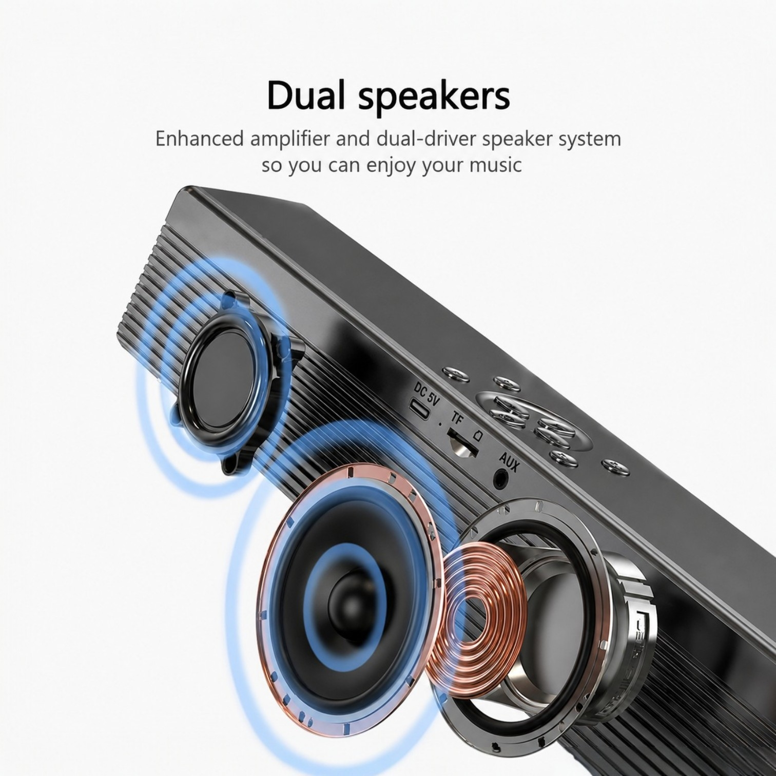 RELOJ DESPERTADOR BLUETOOTH LED CON PARLANTE DUAL 30 CM - 5