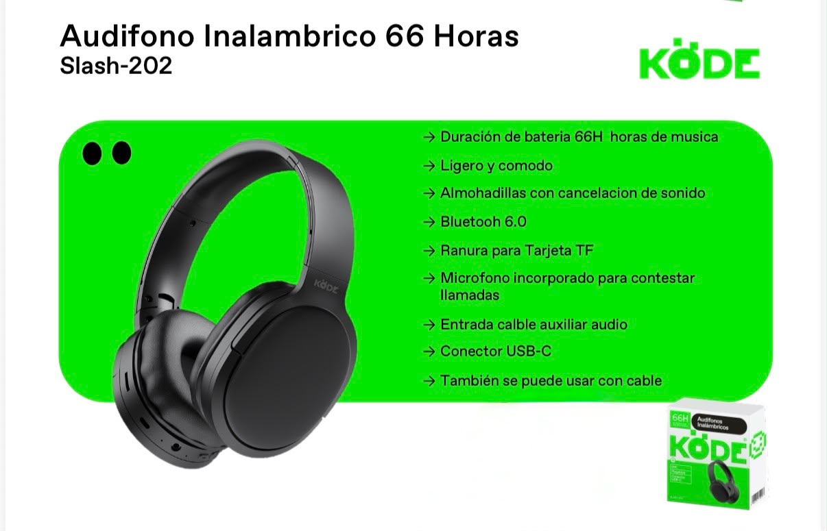 AUDÍFONOS INALÁMBRICOS BLUETOOTH KÖDE SLASH-202 66 HORAS - 4