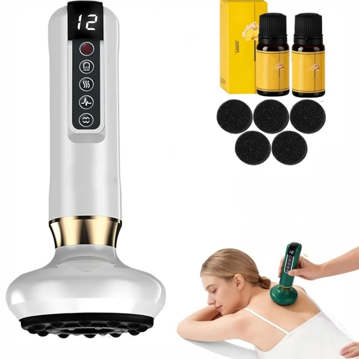MASAJEADOR ELÉCTRICO DE VENTOSAS CON CALOR INFRARROJO 12 NIVELES - 1