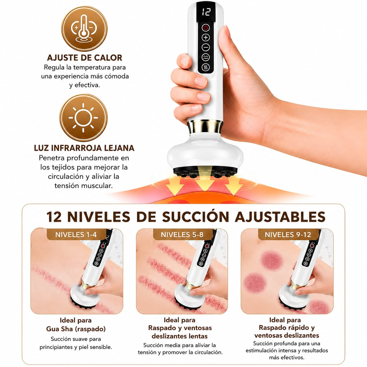 MASAJEADOR ELÉCTRICO DE VENTOSAS CON CALOR INFRARROJO 12 NIVELES - 3