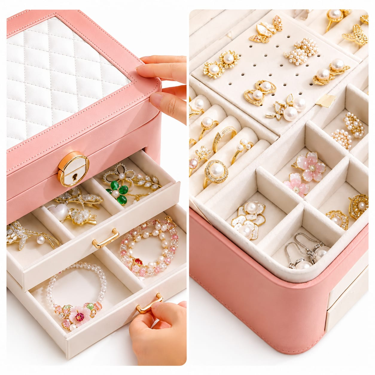JOYERO ORGANIZADOR PREMIUM CON LLAVE Y 2 CAJONES - 2