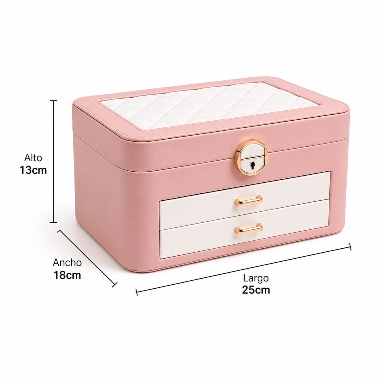 JOYERO ORGANIZADOR PREMIUM CON LLAVE Y 2 CAJONES - 5