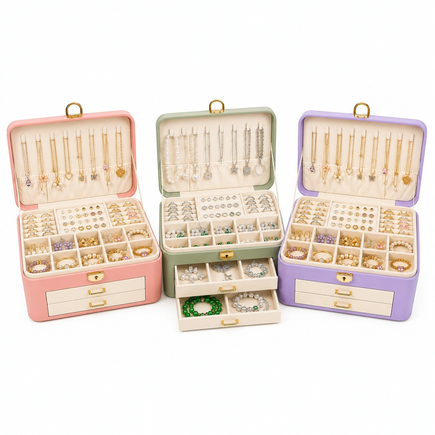 JOYERO ORGANIZADOR PREMIUM CON LLAVE Y 2 CAJONES - 6