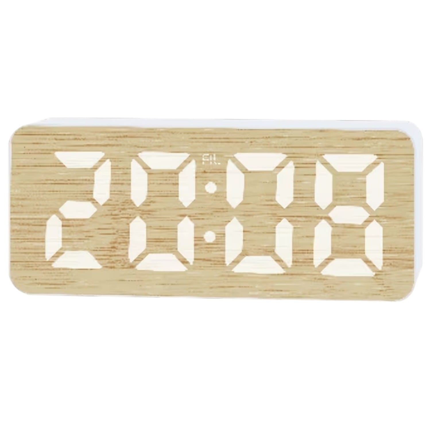 RELOJ DIGITAL LED DE MESA EFECTO MADERA CON ALARMA - 1
