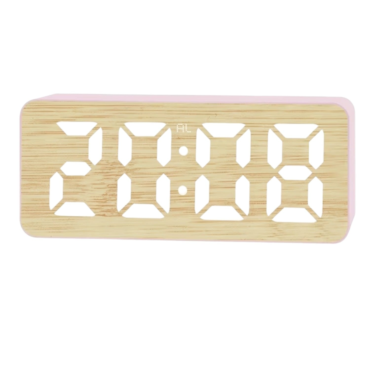 RELOJ DIGITAL LED DE MESA EFECTO MADERA CON ALARMA - 2