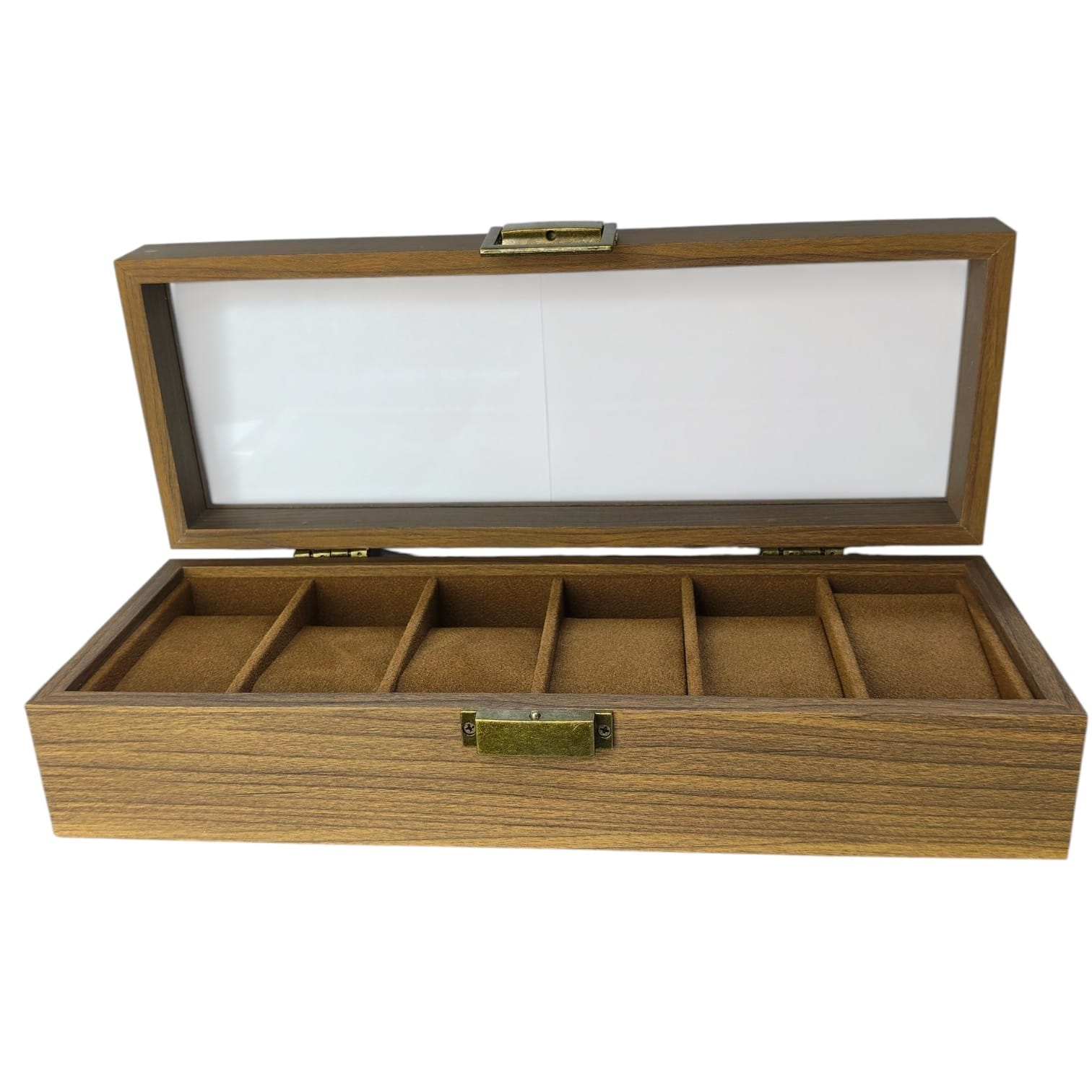 CAJA ORGANIZADORA PARA 6 RELOJES DE MADERA CON TAPA DE VIDRIO - 2