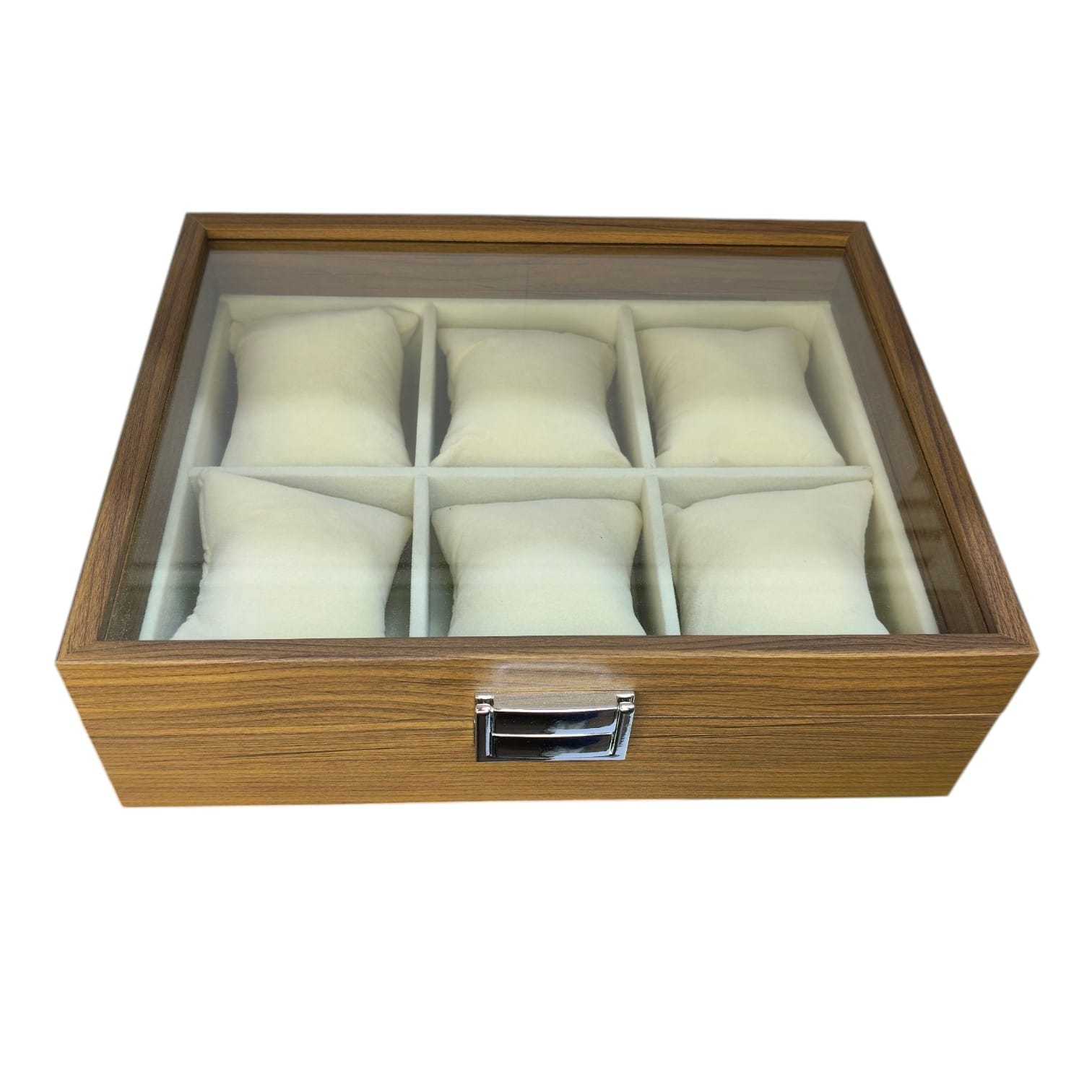 CAJA ORGANIZADORA PARA 6 RELOJES CON TAPA DE VIDRIO – ESTUCHE EXHIBIDOR PREMIUM DE MADERA - 2