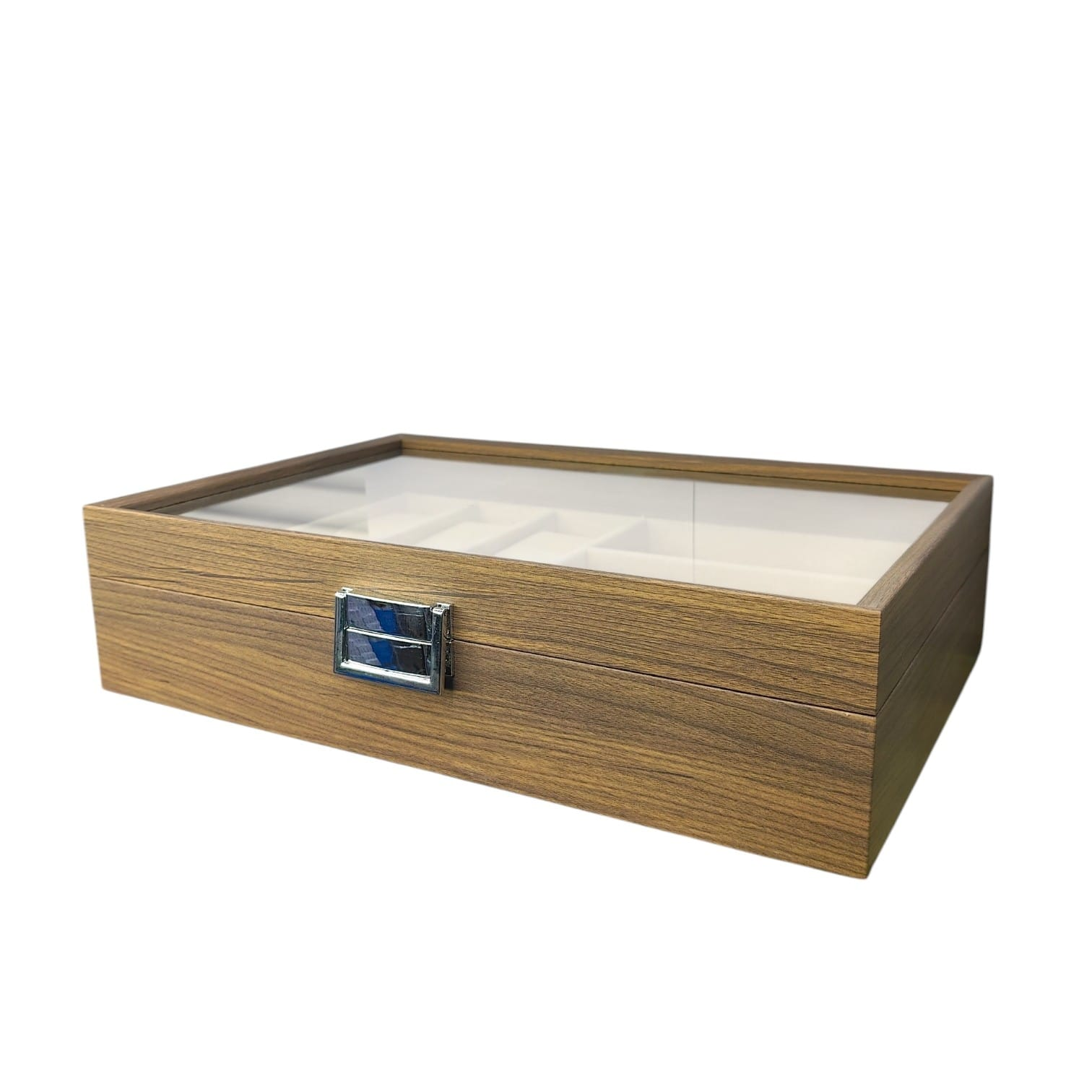 ORGANIZADOR DE RELOJES Y LENTES DE MADERA CON TAPA TRANSPARENTE 6 RELOJES + 3 LENTES - 3