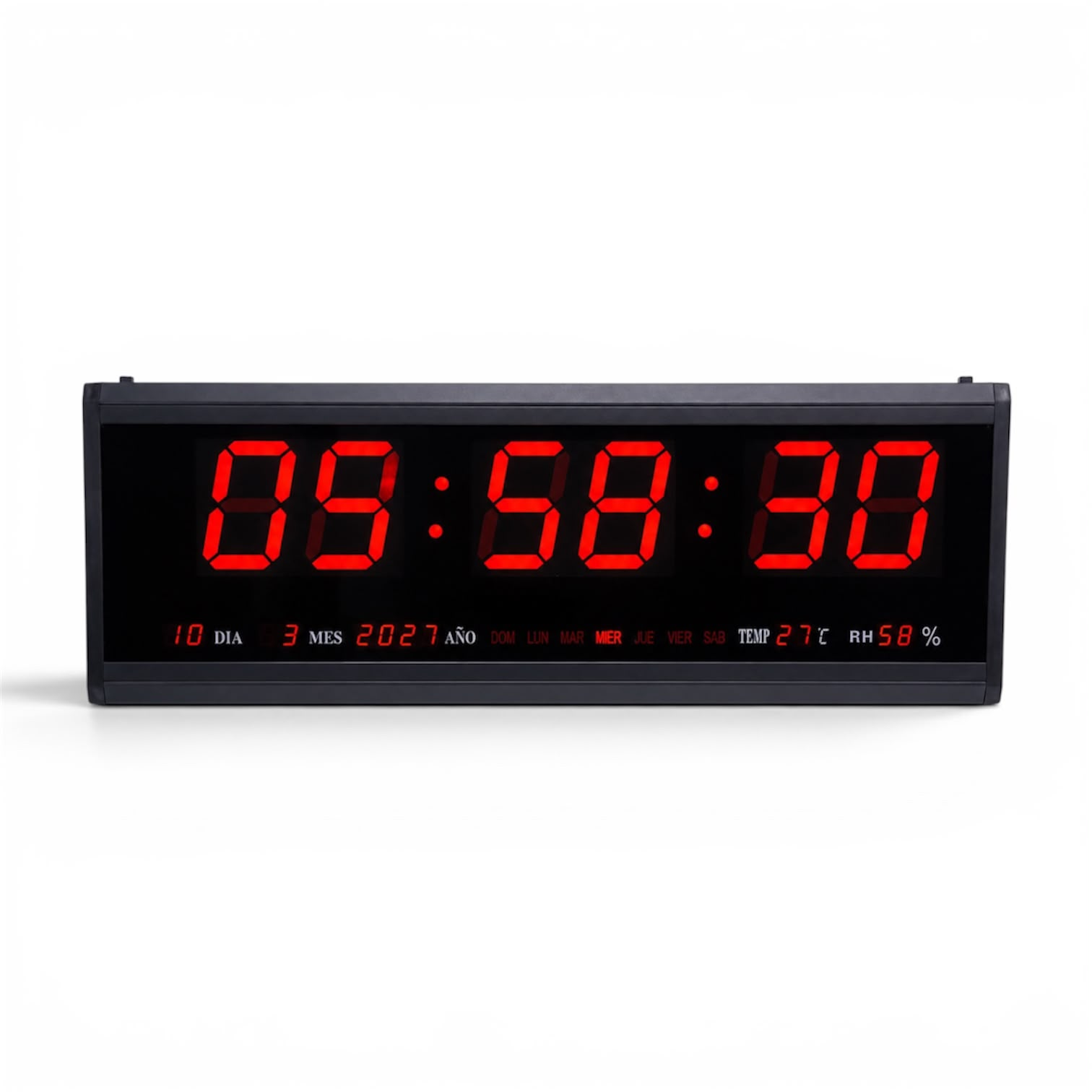 RELOJ DIGITAL LED DE PARED 56x19 CM CON FECHA, DÍA, TEMPERATURA Y HUMEDAD - 2