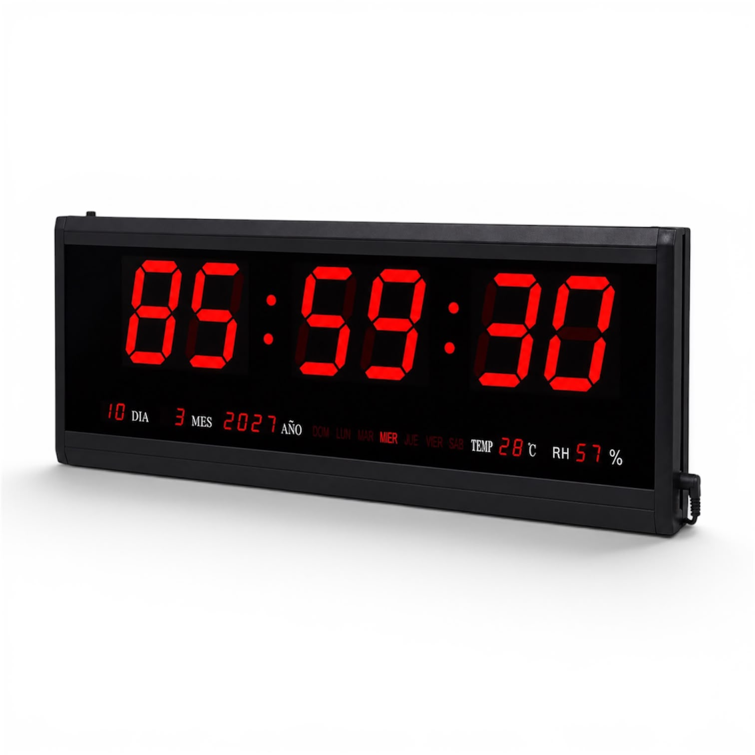 RELOJ DIGITAL LED DE PARED 56x19 CM CON FECHA, DÍA, TEMPERATURA Y HUMEDAD - 3