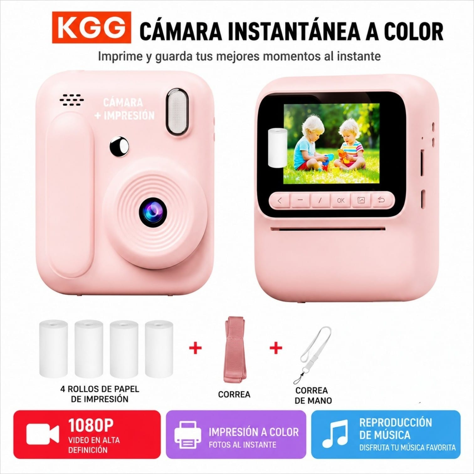 CÁMARA INSTANTÁNEA INFANTIL KGG CON IMPRESIÓN A COLOR - 2