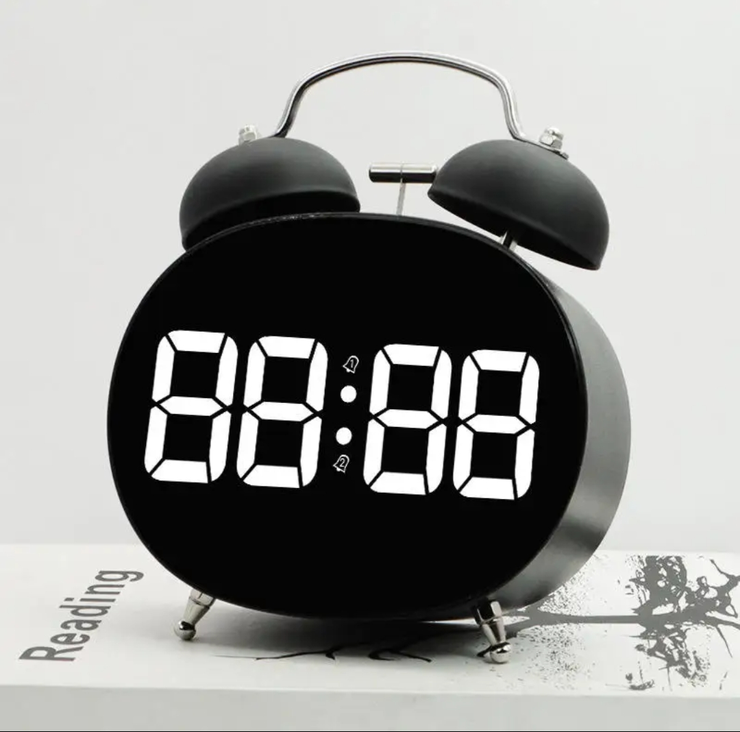 RELOJ DESPERTADOR DIGITAL LED ESTILO VINTAGE CAMPANA PANTALLA GRANDE - 1